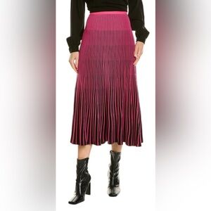 NWT NANETTE LEPORE Ombré Sweater Knit Skirt Hot Pink Black XL